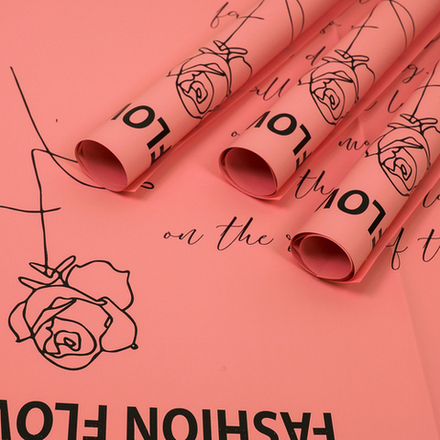 ЛИСТ "Модные цветы" 58*58/10шт ЛОСОСЬ/ЧЕРНАЯ НАДПИСЬ