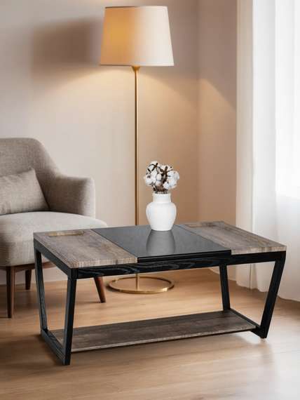 Стол журнальный BeautyStyle 33 дуб крымский состаренный/венге/стекло черное