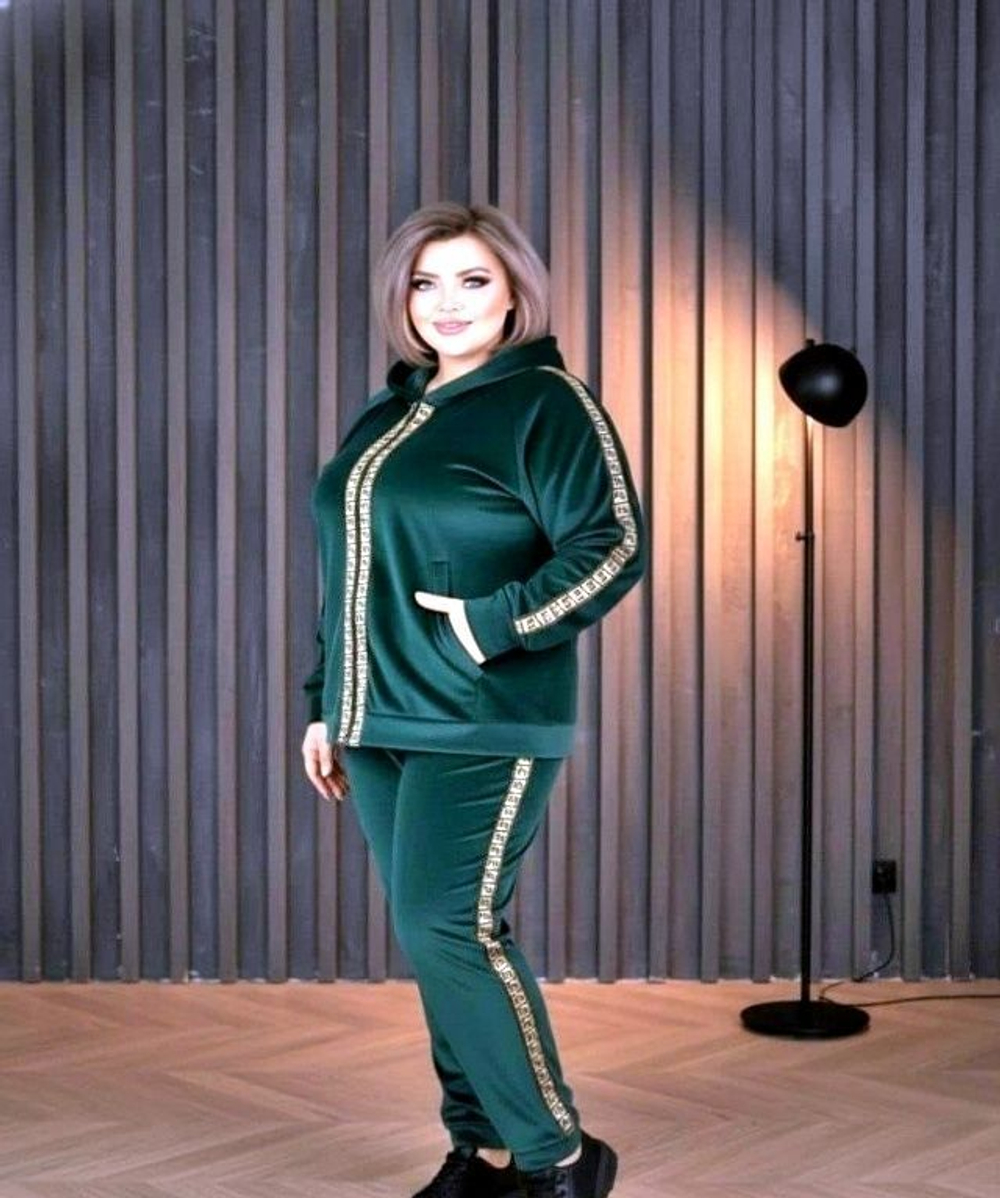 Костюм двойка, велюр Мияги, цвет зелёный