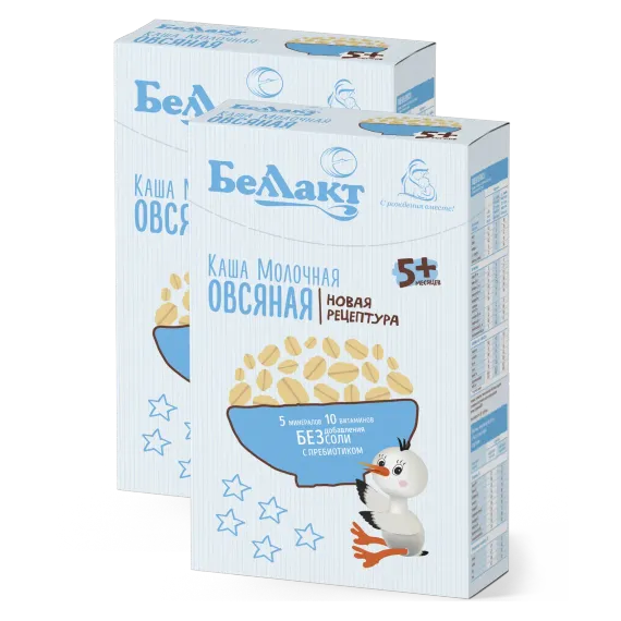 Каша сухая молочная Беллакт овсяная с пребиотиком быстрорастворимая 200 г х 2 шт