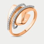 Кольцо женское из розового золота 585 пробы с фианитами (арт. 023561-1102)