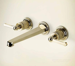 Смеситель для раковины Gessi Venti20, настенный, на 3 отверстия, без донного клапана, внешние части, цвет Brushed Brass PVD