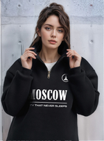 Толстовка женская с зип-воротником "Moscow" черный