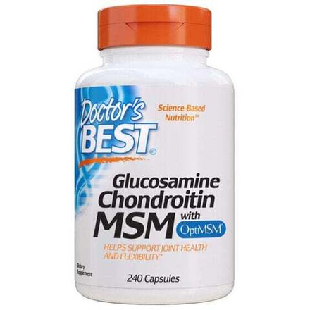 Doctor's Best, глюкозамин, хондроитин и МСМ с OptiMSM, 240 вегетарианских капсул