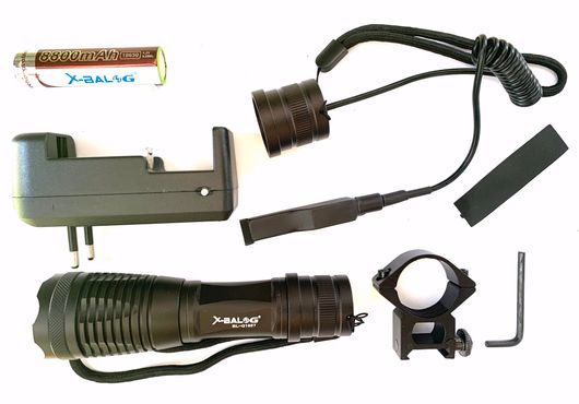 Тактический фонарь с зумом X-Bailog Police 1837 с зарядкой, креплением и выносной кнопкой