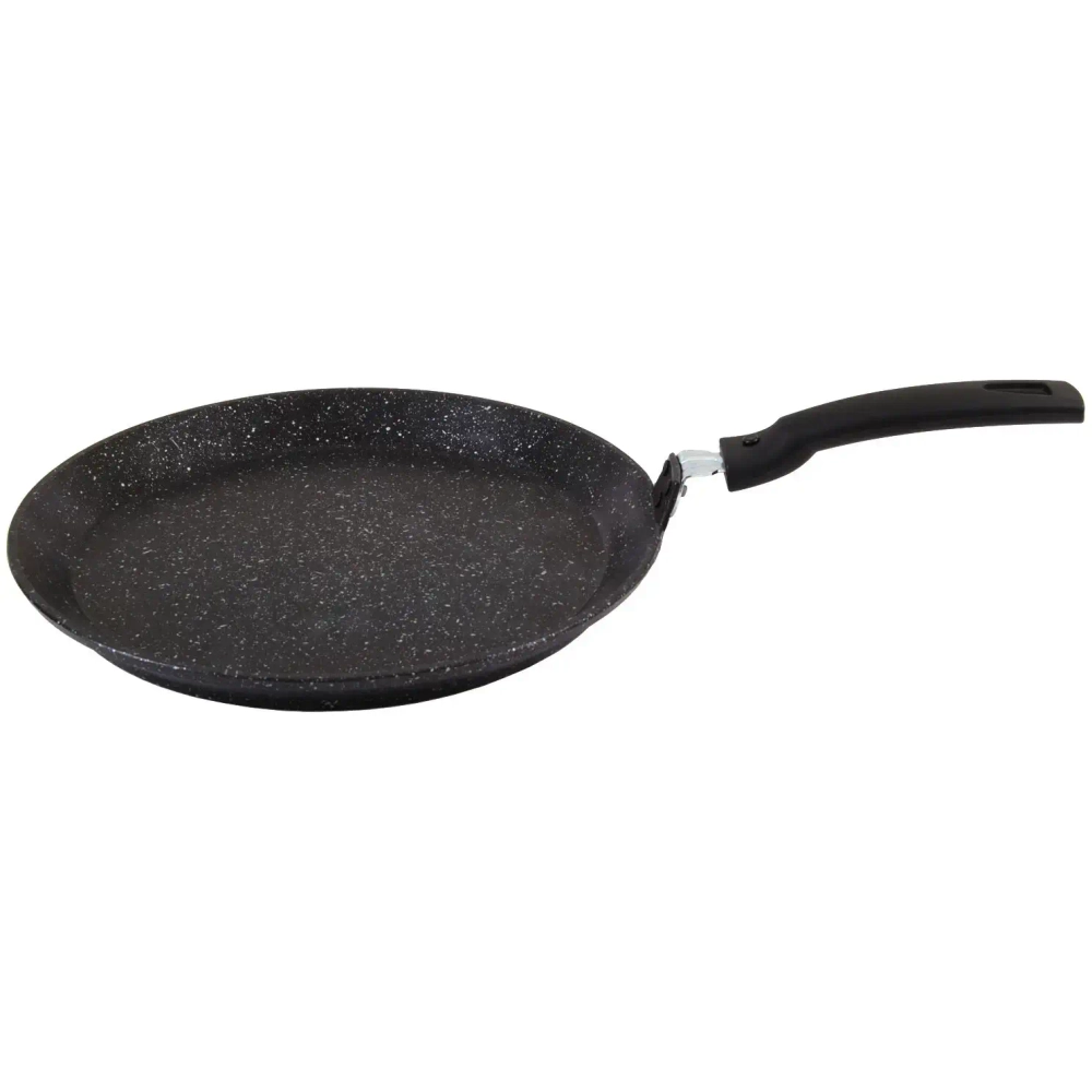 Сковорода блинная 20см с ручкой «Мраморная» (темный мрамор) сбмт200а
