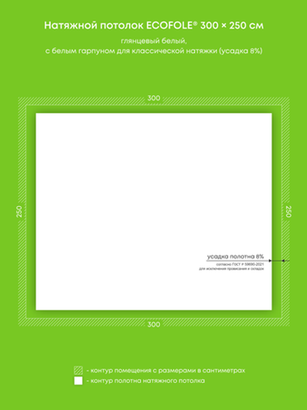 Глянцевый натяжной потолок 7.5 м2