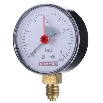 Манометр радиальный Rommer 1/4", 4 бара, 63 мм с указателем предела (RIM-0008-630408)