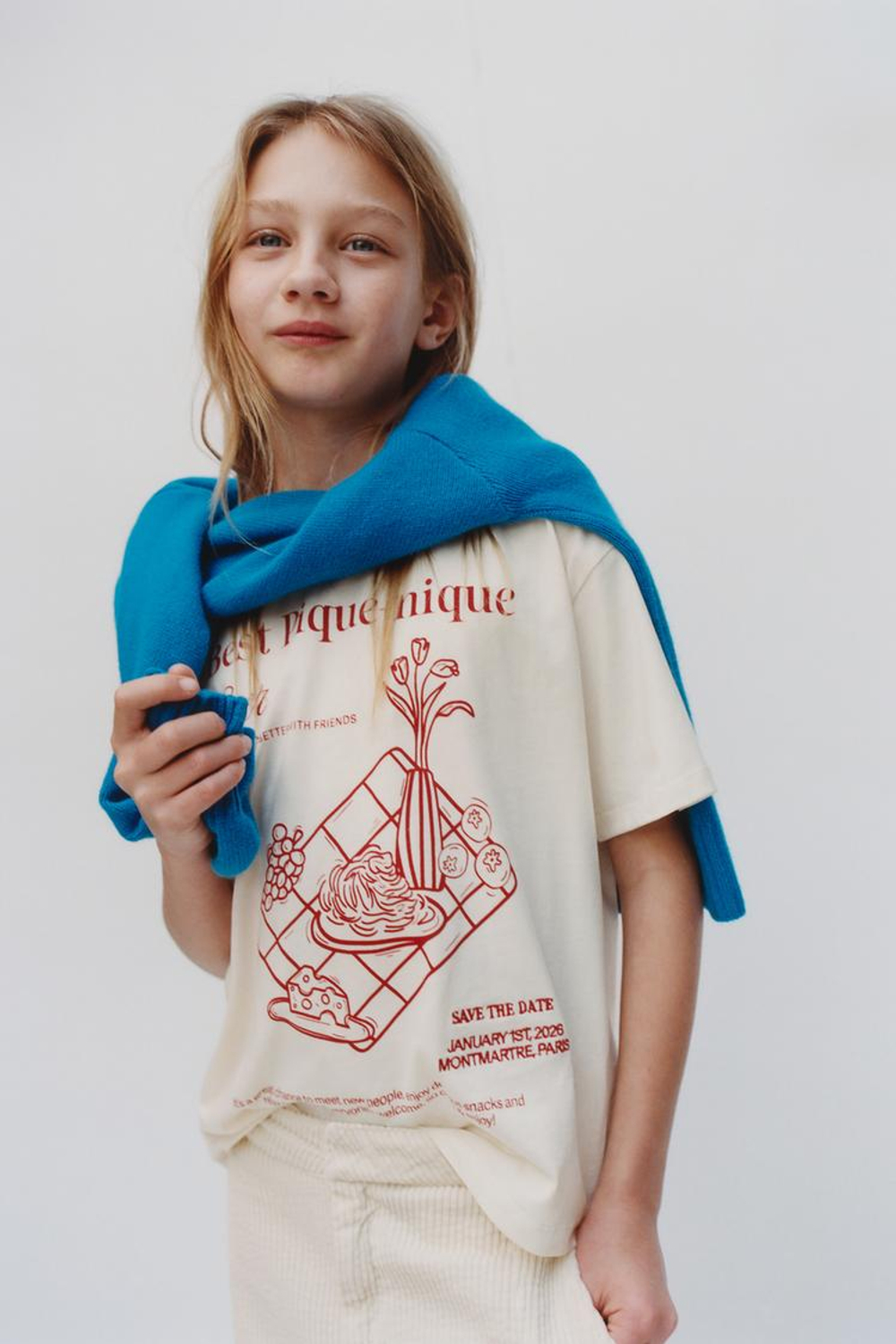 ZARA ФУТБОЛКА С ВЫШИВКОЙ И НАДПИСЬЮ, ЭКРЮ