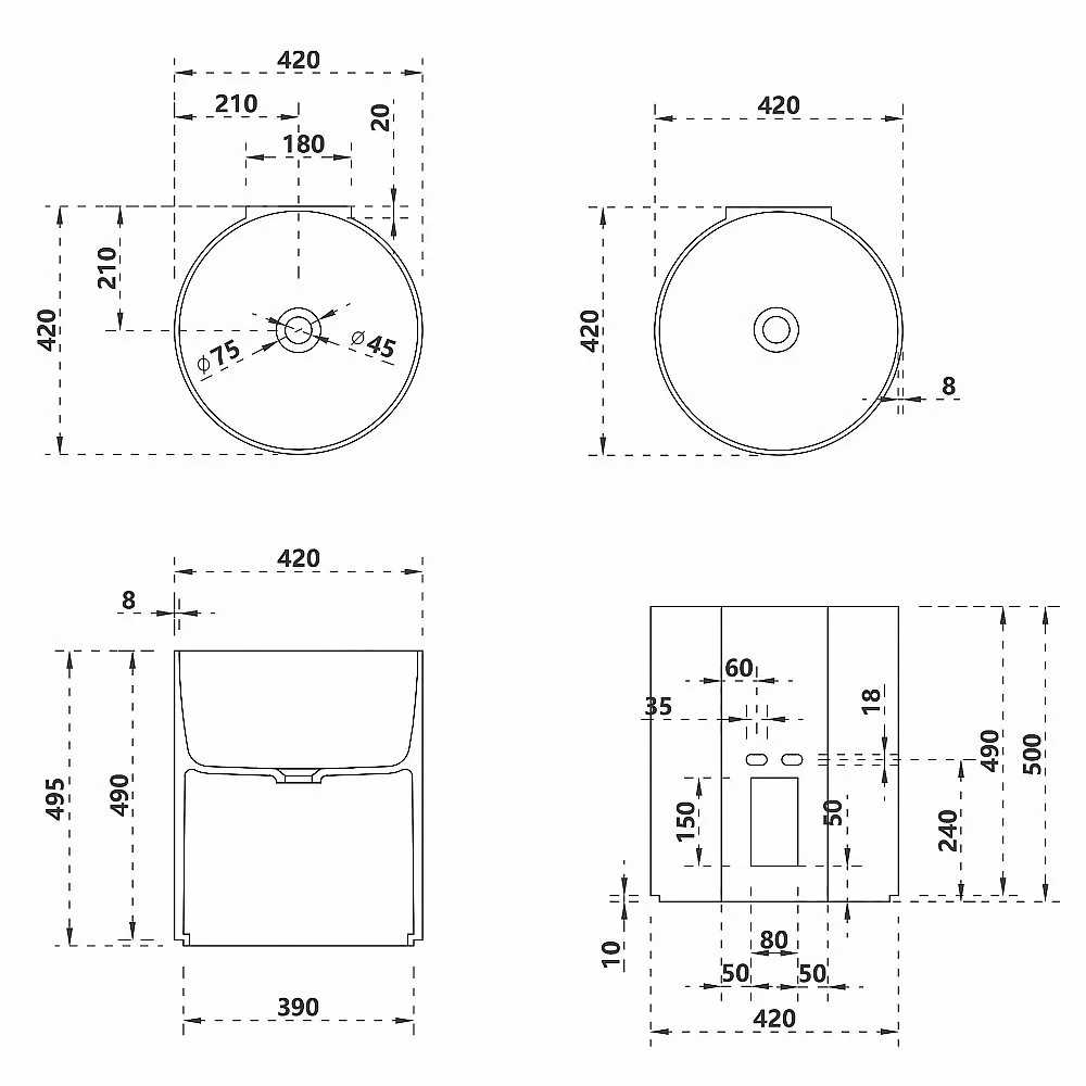 Раковина подвесная ABBER Kristall AT2704Onyx черная