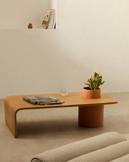 Журнальный столик Olaria терракотовый с дубовым шпоном, 110x60 см