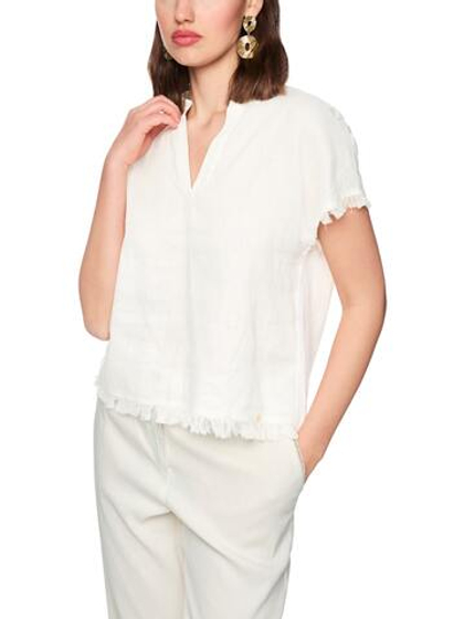 Marc Cain Блуза из льна декорированная бахромой