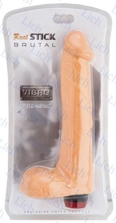 Телесный вибратор с мошонкой, 22,8 см