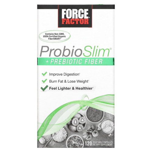Force Factor, ProbioSlim®, с пребиотической клетчаткой, 120 вегетарианских капсул