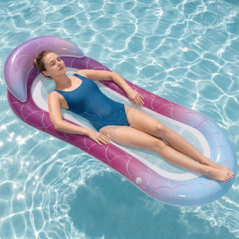 Надувной матрас-шезлонг для плавания Релакс Y-004, 160*85 см, сетчатое дно