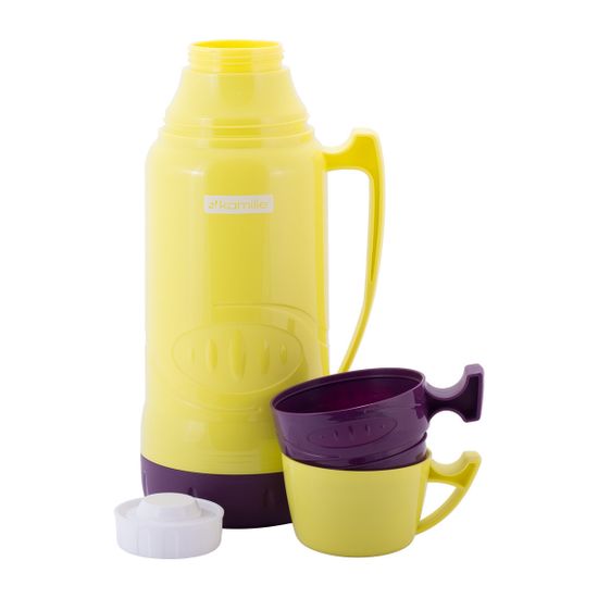 Термос 1,8 л. со стеклянной колбой Kamille KM 2032 пластиковый, 2 чашки