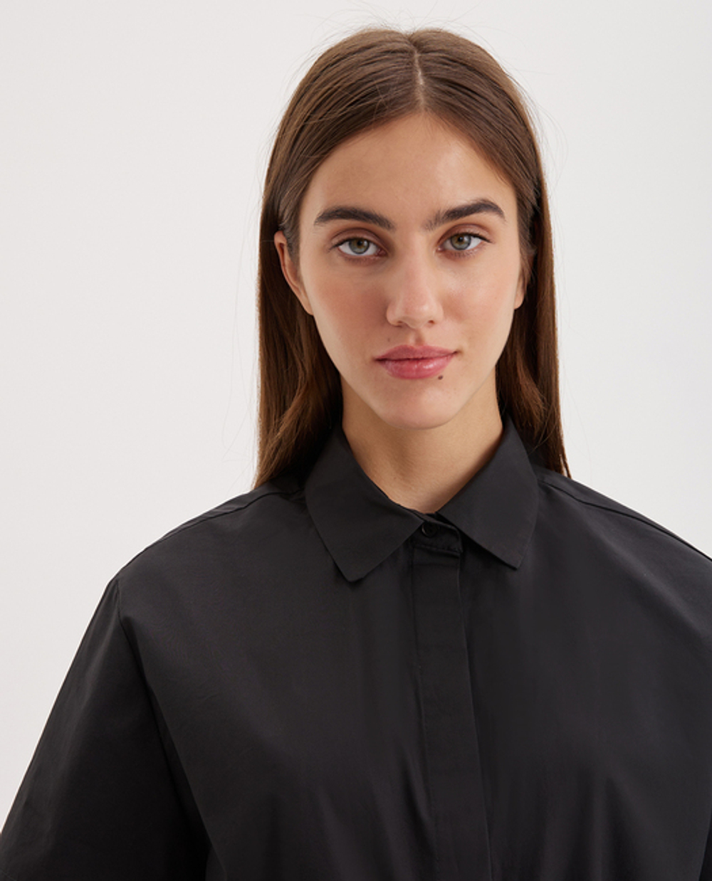 Платье-рубашка со шнурком-завязкой из хлопка-поплина