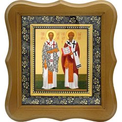 Икона Святителей Николая Чудотворца и Спиридона Тримифунтского на холсте