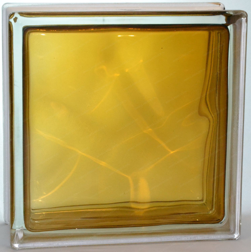 Стеклоблок полуматовый бронза волна (матовый с одной стороны) Vitrablok  19x19x8 окрашенный изнутри