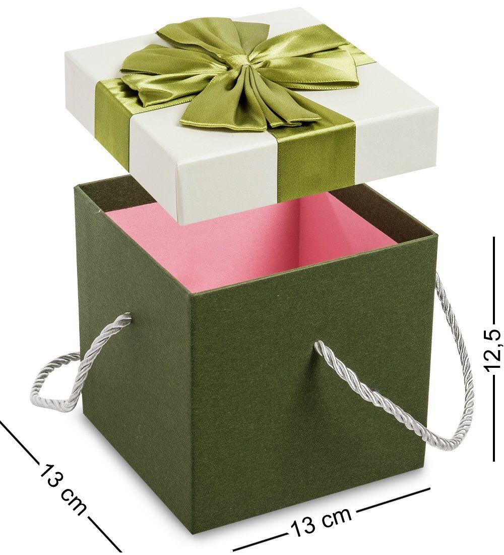 WG-83-E Коробка подарочная «Квадрат» цв.зел./бел.