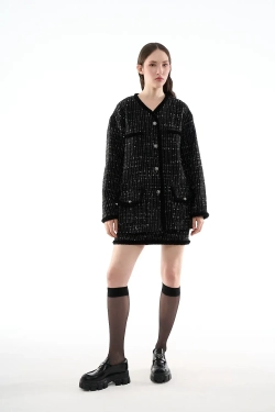 Прямая юбка-мини черная