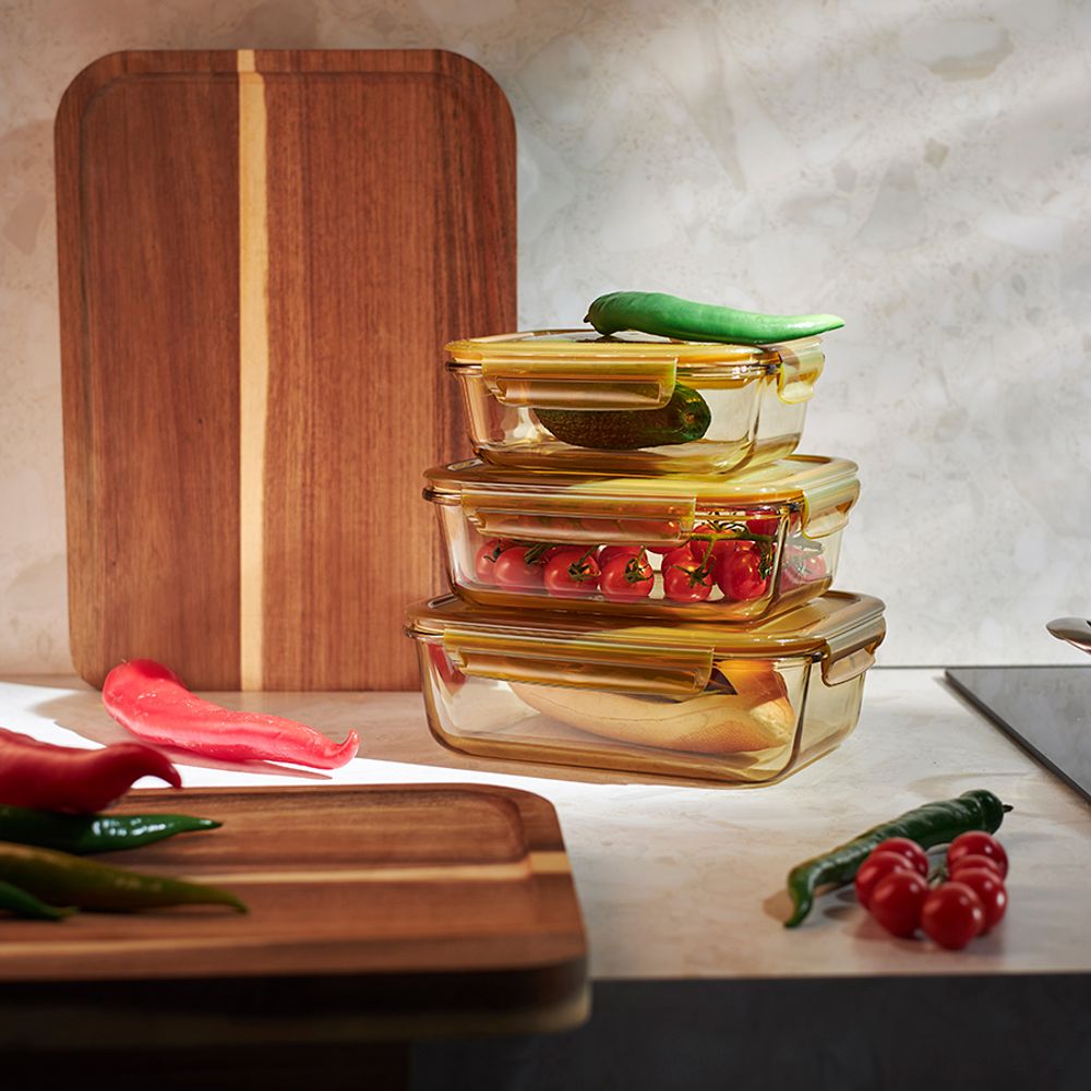 Контейнер для хранения и переноски продуктов 1,5 л янтарного цвета