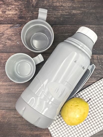 Термос 1,8 л. со стеклянной колбой Kamille KM 2032 пластиковый, 2 чашки