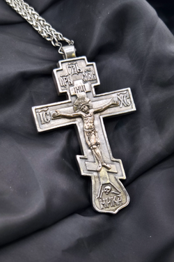 Крест иерейский “Николаевский” с распятием XII век (серебрение)