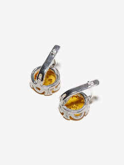 Серьги с цельным янтарем желтого цвета