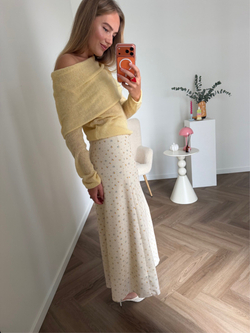 Юбка в цветочек миди сливочное масло