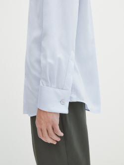 Massimo Dutti Рубашка облегающего кроя из твила с двойными манжетами, небесно-голубой