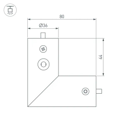 Соединитель профиля ROUND-D36-360-90 BLACK (Arlight, Алюминий) 050543