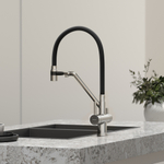 Смеситель для кухни Sancos Dora с гибким изливом, цвет брашированный никель/черный, арт. SC4003BN