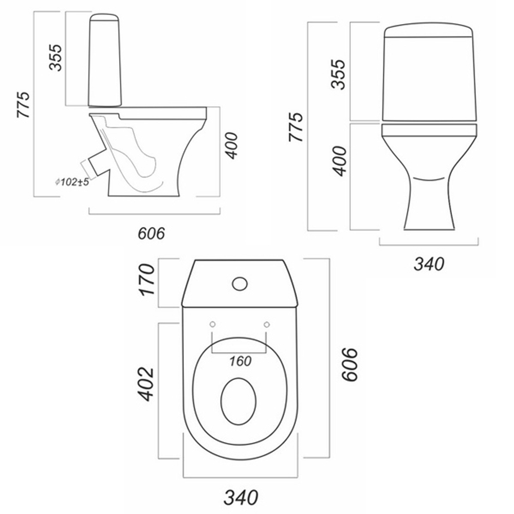 Унитаз-компакт "Аттика" эконом/СТАНДАРТ (кос, нижн, арм.Уклад/Инкоэр, сид.полипропилен) (Sanita)
