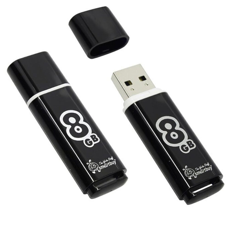 Флеш-драйв 8 GB USB Smartbuy Glossy series Black