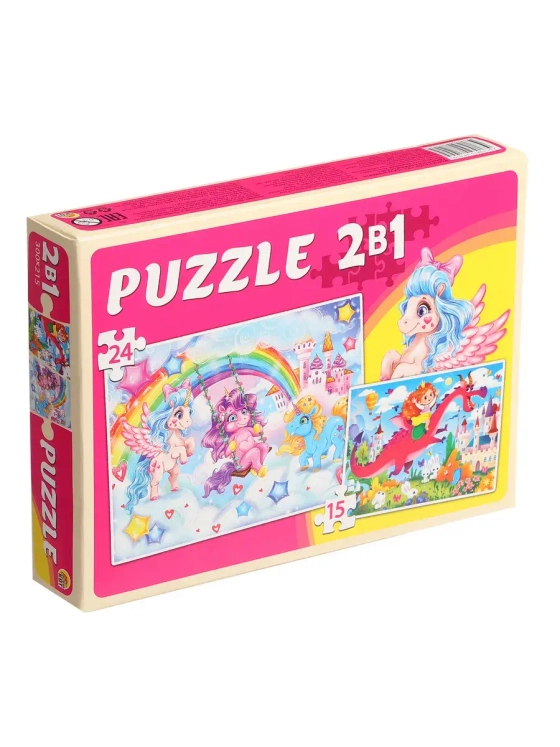 Пазлы 2 в 1 для детей 2 3 4 лет Единороги и принцесса