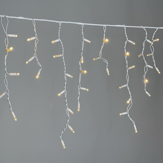 Светодиодная бахрома 3,1*0,5 м., 120 LED, тепло-белый, статика, белый провод каучук, LTC (ECO120-8-2WW)