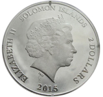 2 доллара. Анубис божество, Древний Египет. Соломоновы о-ва. 2015 г. Серебро