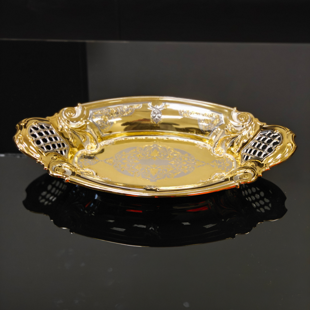 Конфетница/Фруктовница "Золотая сказка" златоустовская гравюра