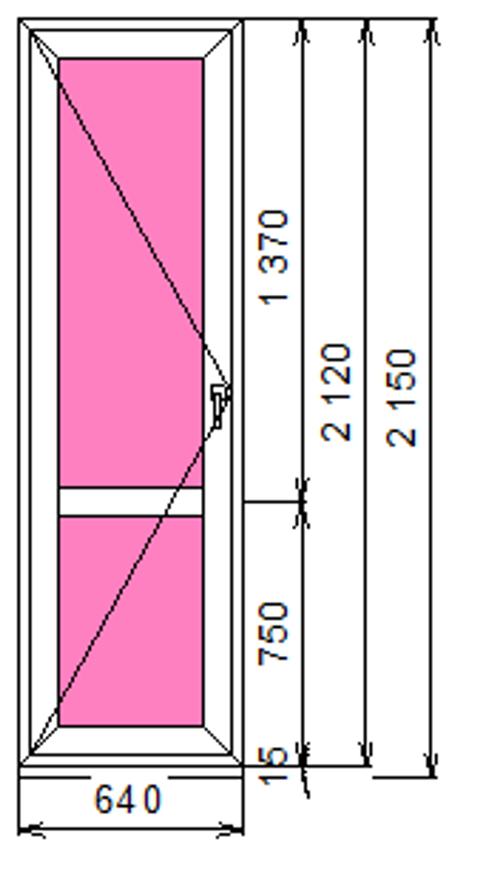 Дверь из ПВХ 2120 х 640