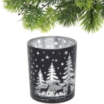 Подсвечник «Снежный лес» 8,5*10 см, Черный