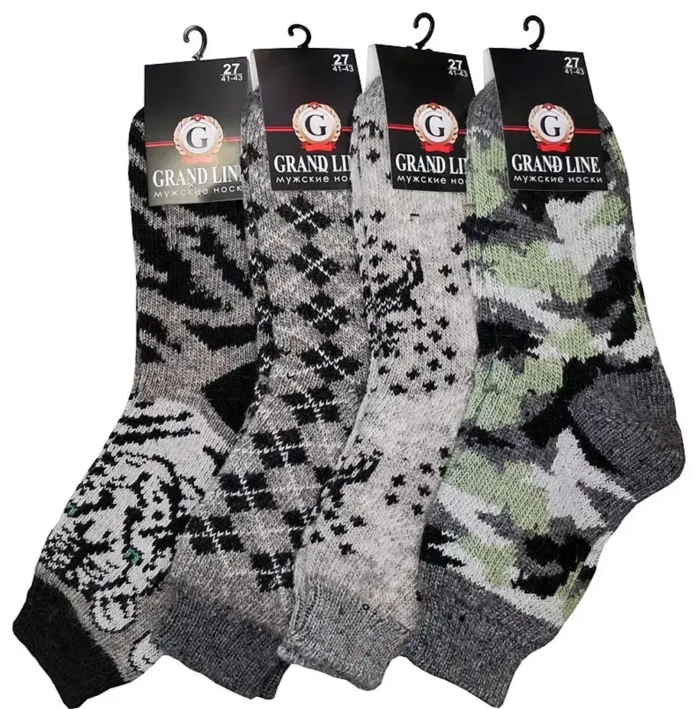 Носки мужские тёплые GRAND LINE (МТ-269, шерсть), ассорти, р. 27*