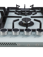 Газовая варочная панель 4 конфорки Nano Glass Белое матовое Закаленное стекло легкой очистки, Wok-конфоркой, Электроподжиг, Газ-контроль, Решетки из чугуна, Macbi MBH64WFGI.V2-NM-WH NanoGlass