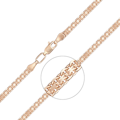 Браслет из красного золота с алмазной гранью (плетение «Бисмарк двойной якорь»)