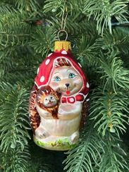 Формовая игрушка Ежиха с малышом 11.2 см., стекло, Витус (А462)