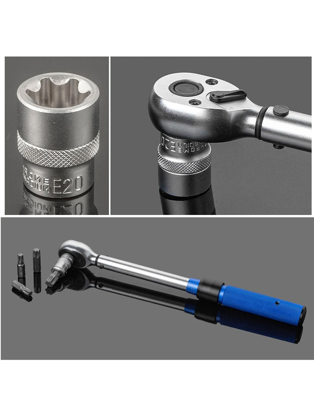 Набор инструментов / Набор головок E-Torx 34 предмета, гнездо, штекер, биты E-torx, 1/4'', 3/8''