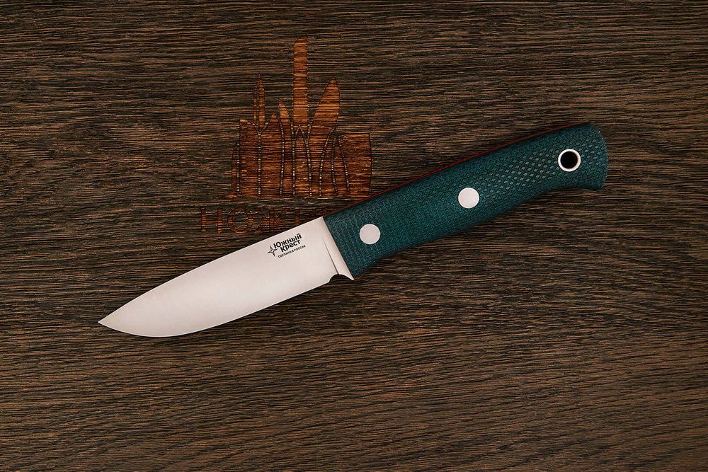 Нож туристический Южный крест ЯГД, клинок 100мм, сталь VG-10, рукоять микарта изумруд
