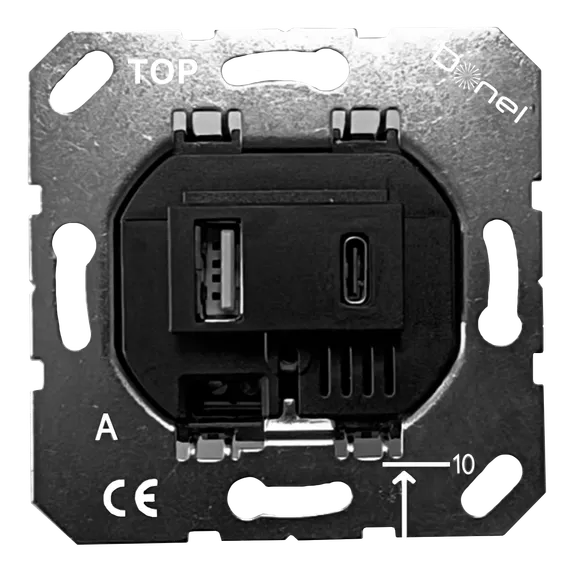 Donel USB зарядное устройство, 3.1A тип A:max 18W,тип С:max 32W, черный, серия DUSB.
