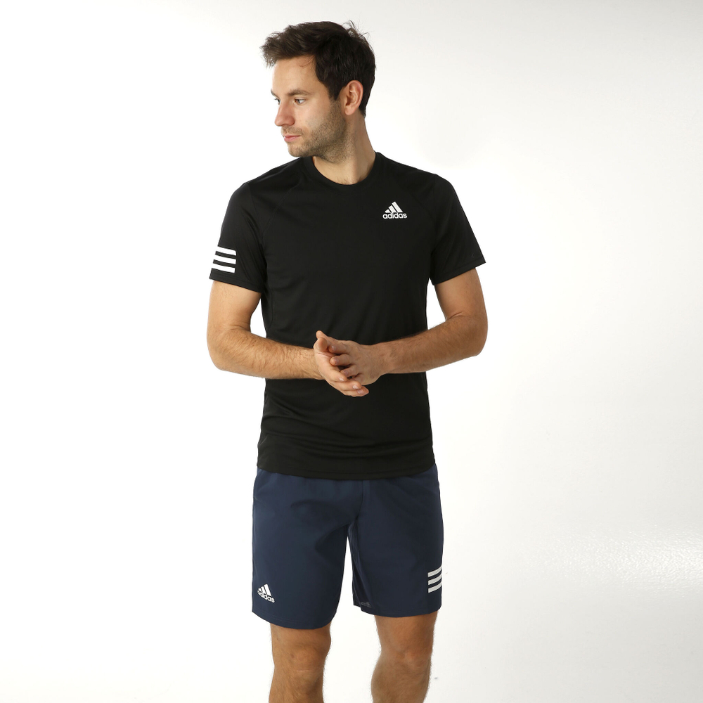 Мужское теннисное поло adidas Club 3 Stripes T-Shirt Men - Black, White