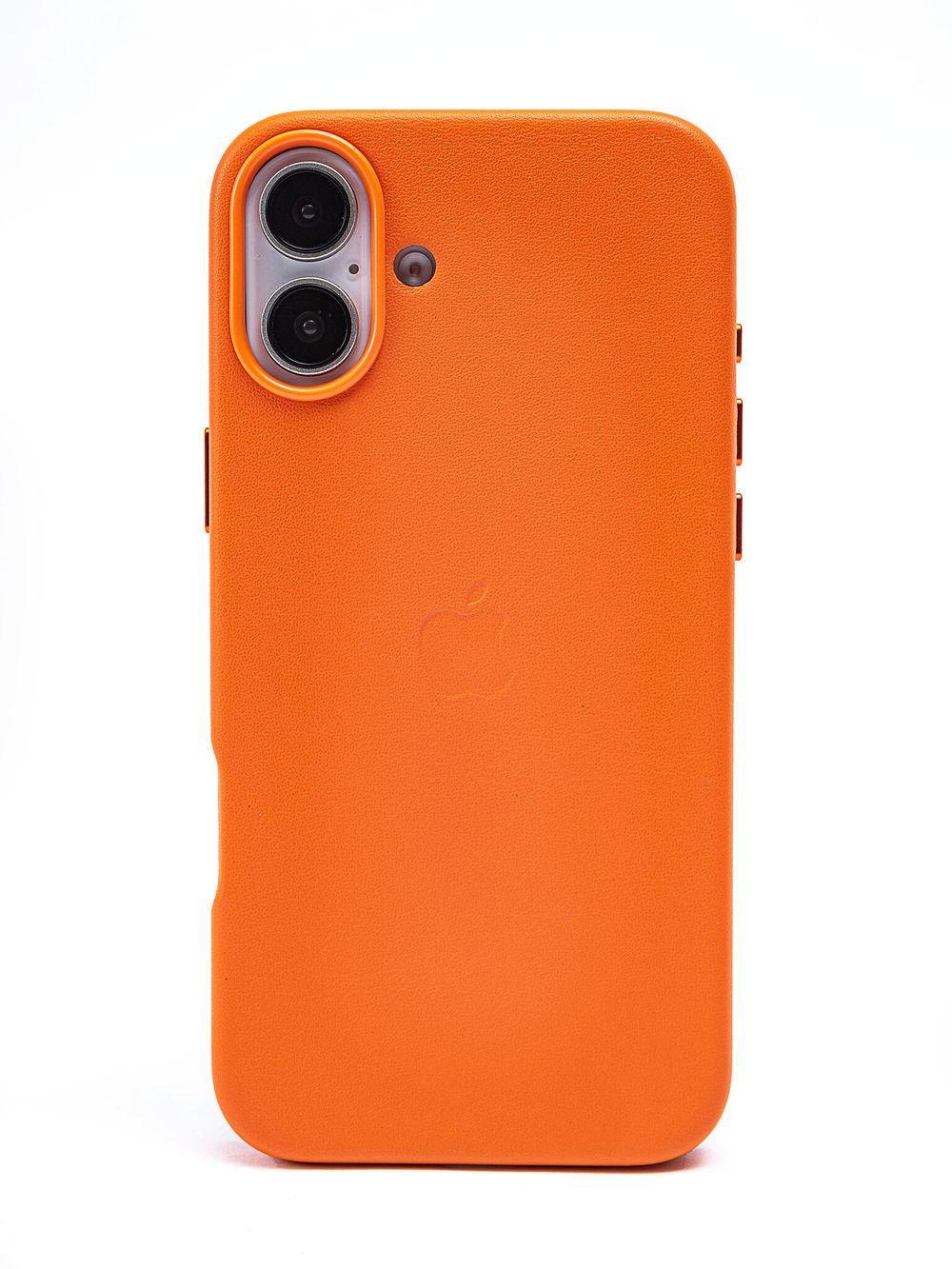 Кожаный чехол Leather Case на iPhone 16 Plus, Оранжевый